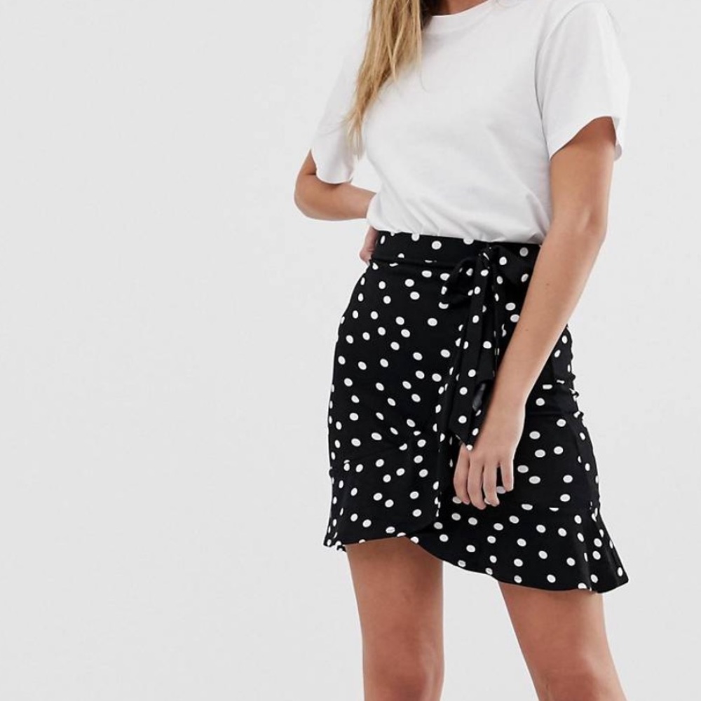 ASOS Black and White Polka Dot Wrap Skirt